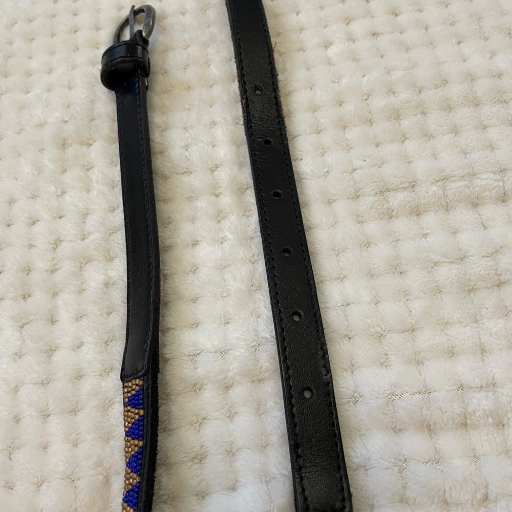 Lucky Brand blue and gold beaded leather belt size medium - Picture 5 of 8